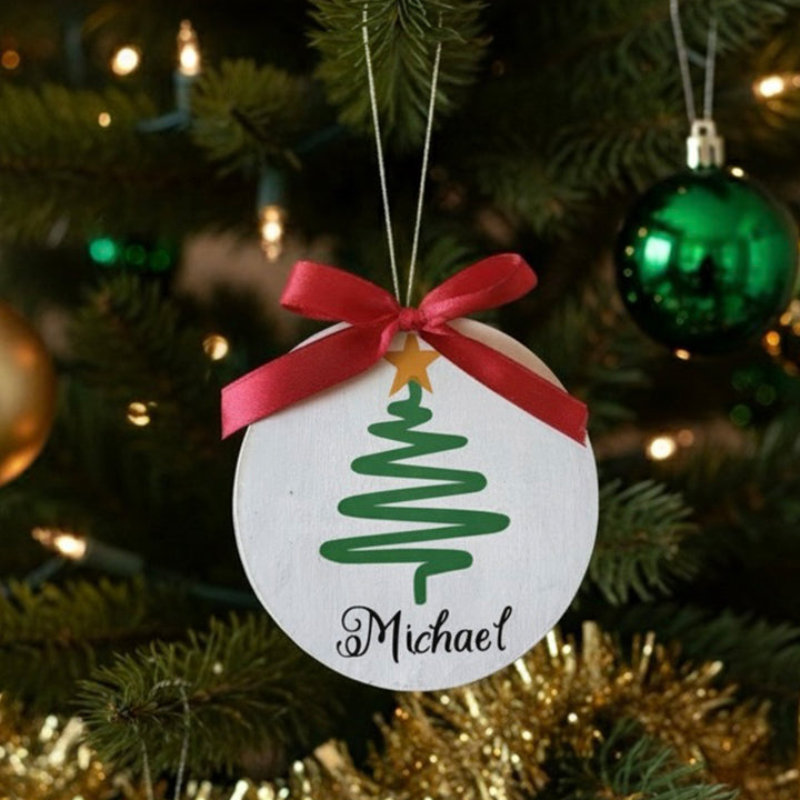 Personalized Santa & Christmas Tree Wooden Ornaments | Set of 2