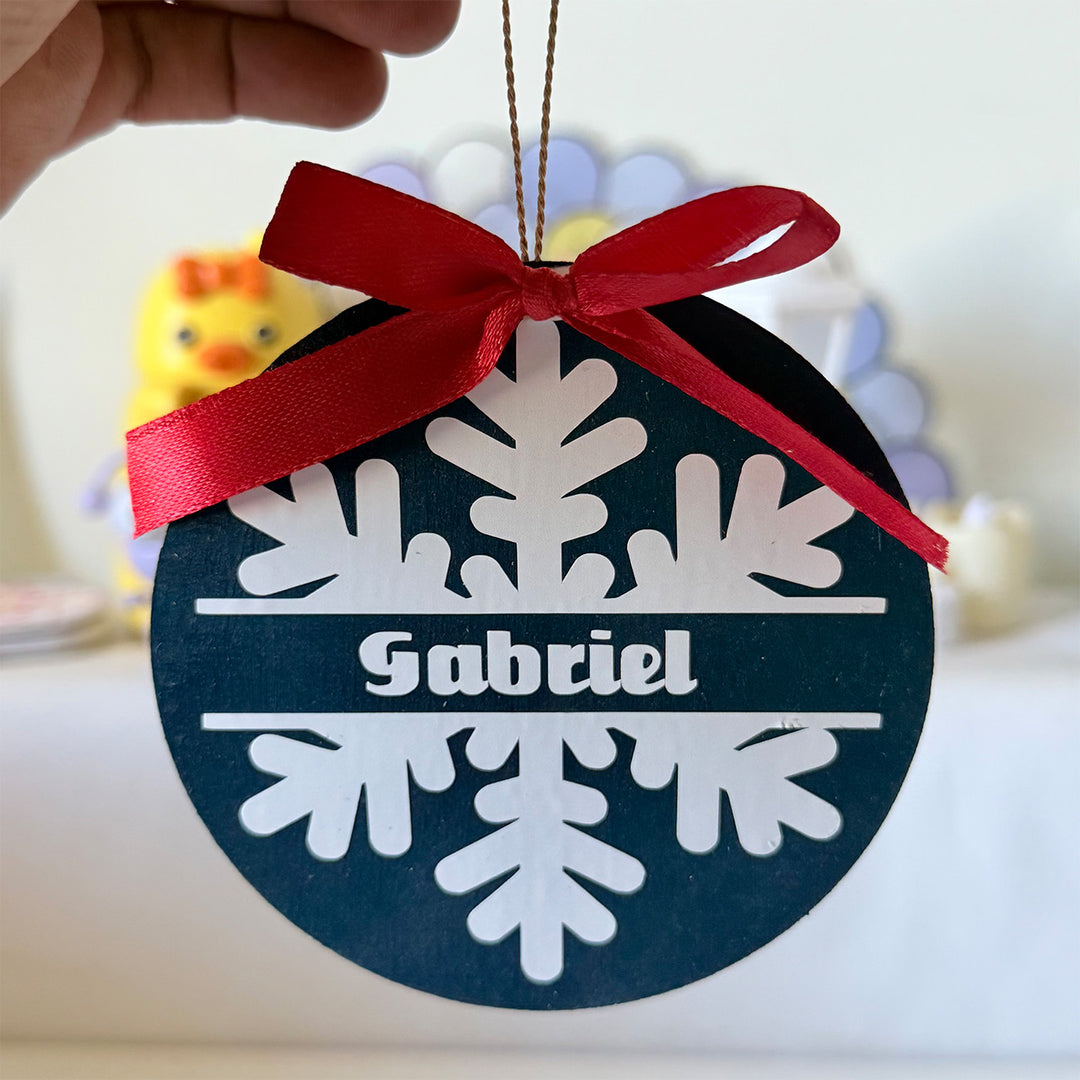 Personalized Snowflakes & Snowmen Wooden Christmas Tree Ornaments | Set of 2