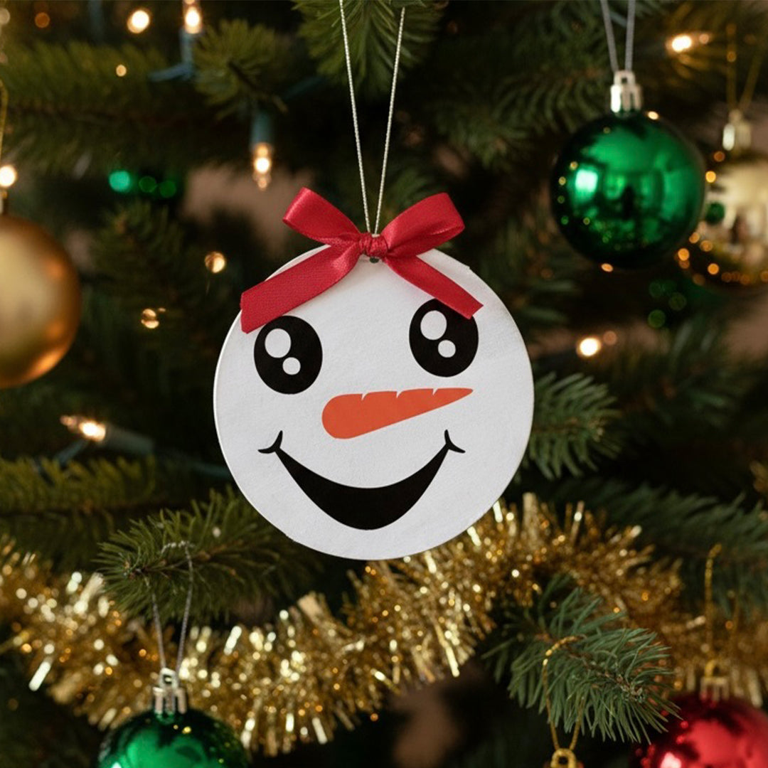 Personalized Snowflakes & Snowmen Wooden Christmas Tree Ornaments | Set of 2