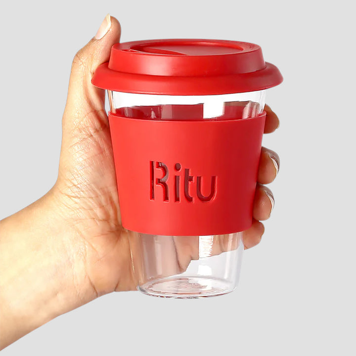 Personalized Silicon Band Coffee Mug Borosil Glass Mug | 345ml