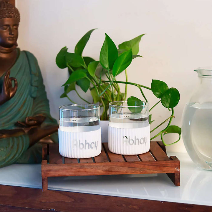 Personalized Borosilicate Glass Tumbler with Silicone Band  | 325 ml