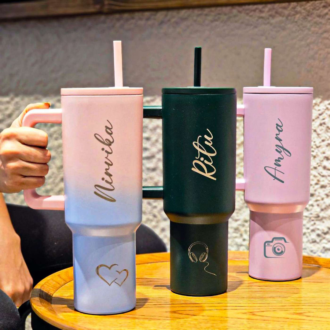 Personalized Insulated Stainless Steel Tumbler With Straw | 1200ml