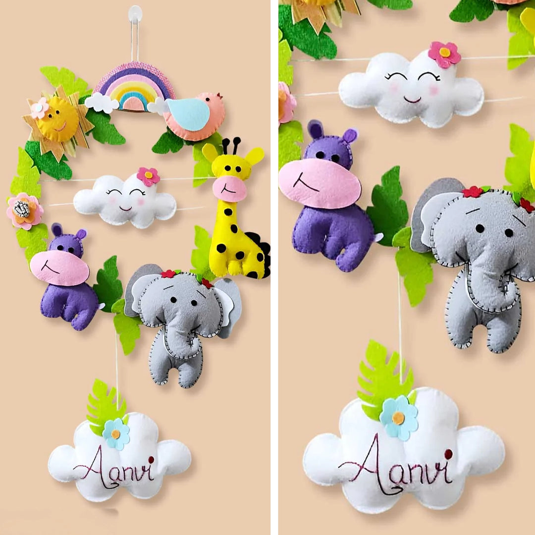 Personalized Jungle Theme Felt Hoop Name Plate