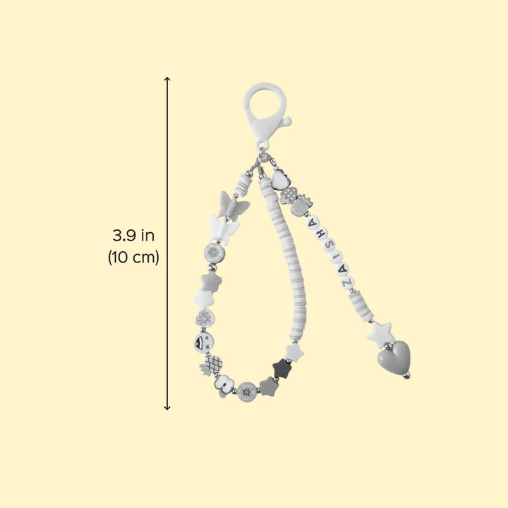 Personalized Neon Yellow Beaded Bag Charm For Kids