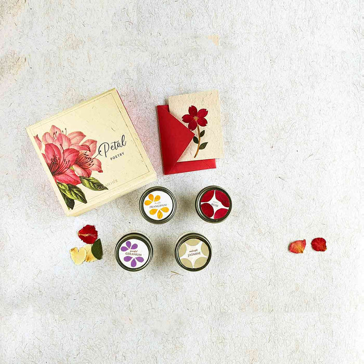 Petal Poetry Candle Hamper with Delicate Dried Flower Art