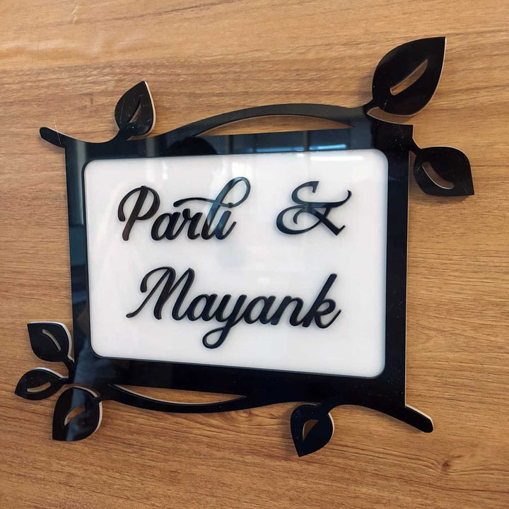 Personalized Leaves Theme Acrylic Name Plate