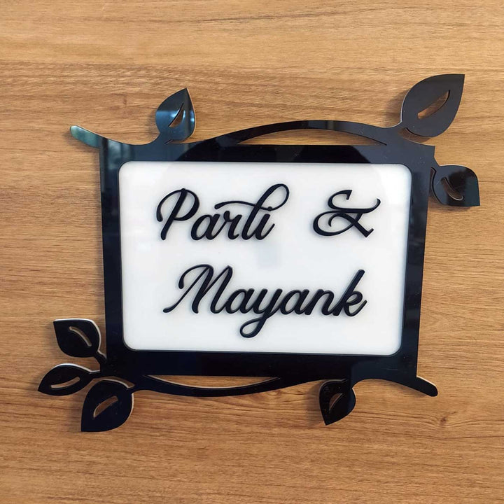 Personalized Leaves Theme Acrylic Name Plate