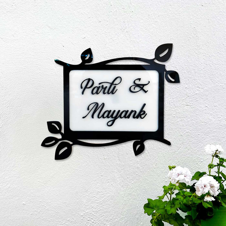 Personalized Leaves Theme Acrylic Name Plate