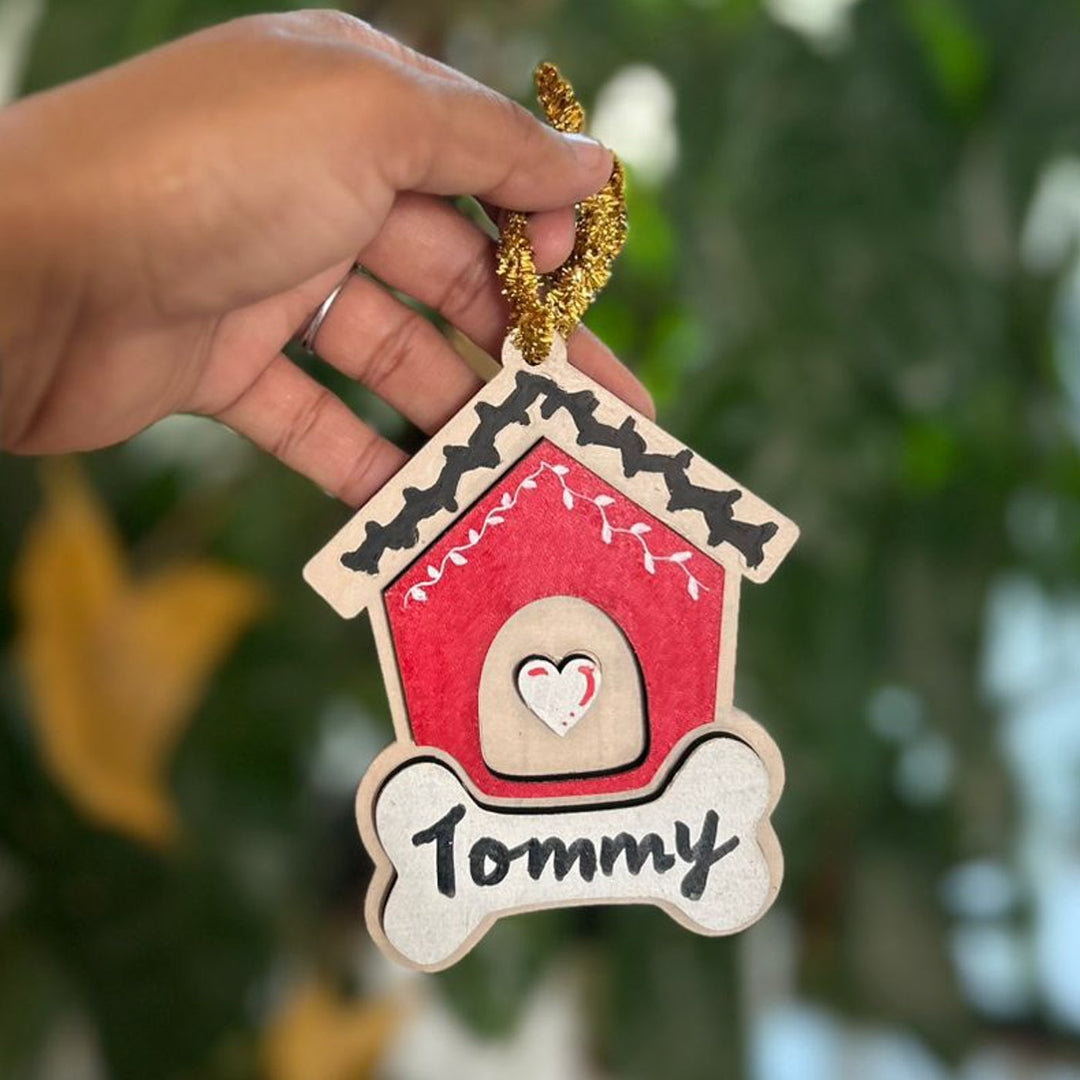 Personalized Hand-Painted Pet House Wooden Ornament For Christmas Decoration