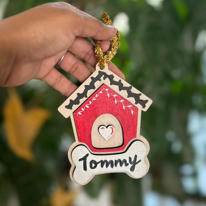 Personalized Hand-Painted Pet House Wooden Ornament For Christmas Decoration