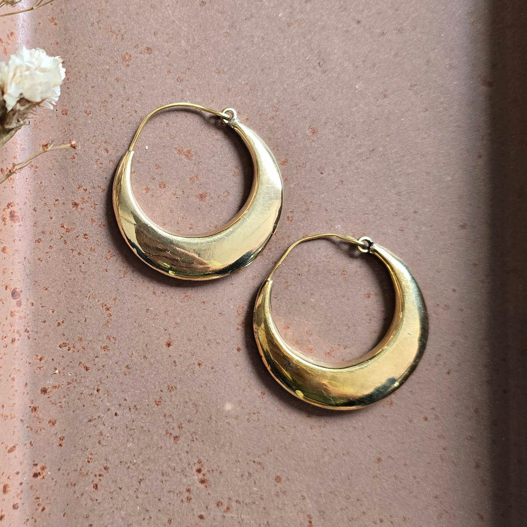 Handmade Phoebe Hoops Brass Earrings