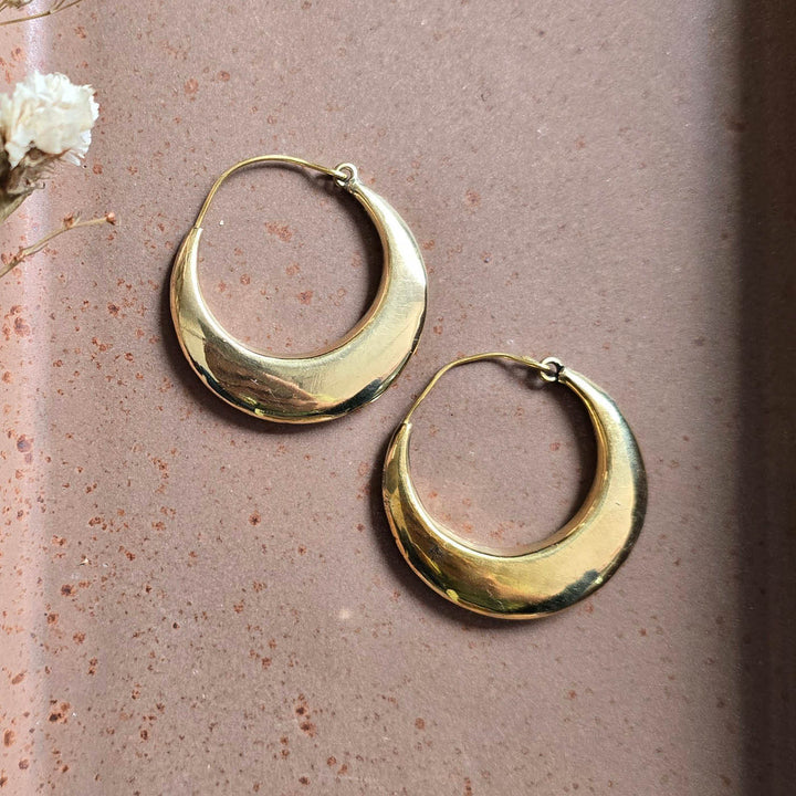 Handmade Phoebe Hoops Brass Earrings