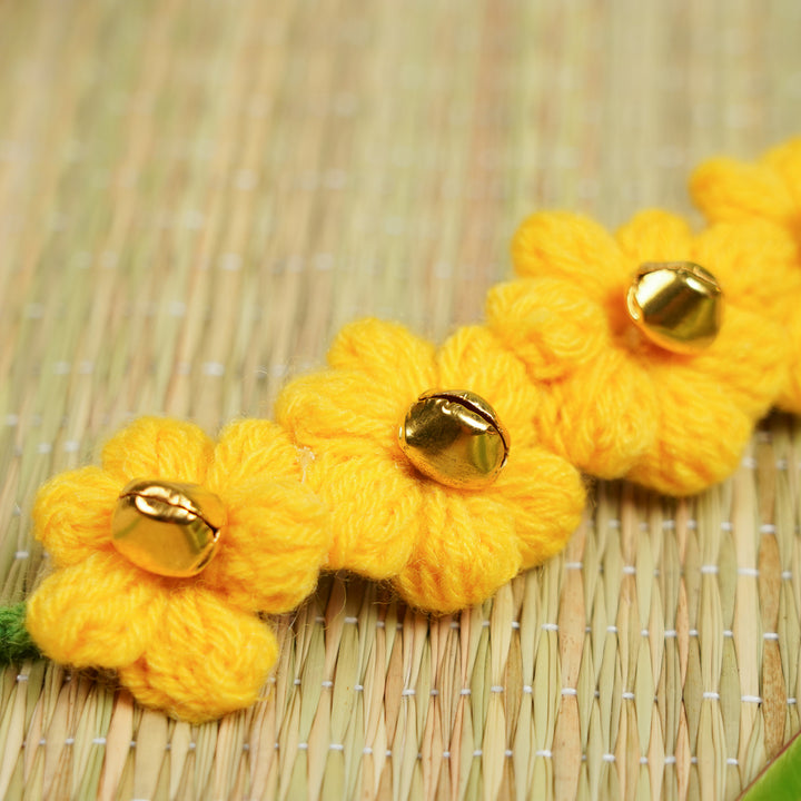Handmade Crochet Floral Yellow Ghungroo Gajra