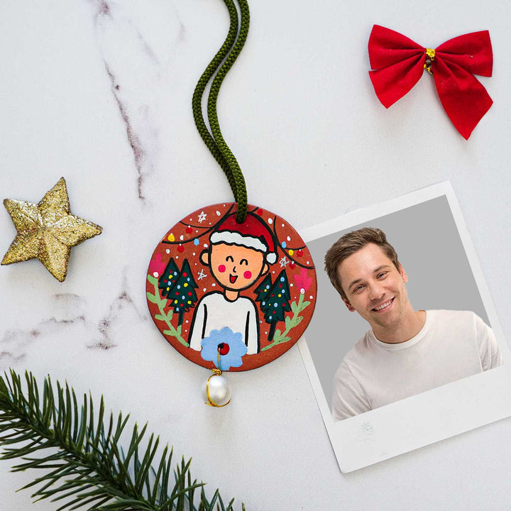 Photo Personalized Terracotta Ornament For Christmas Tree Decoration