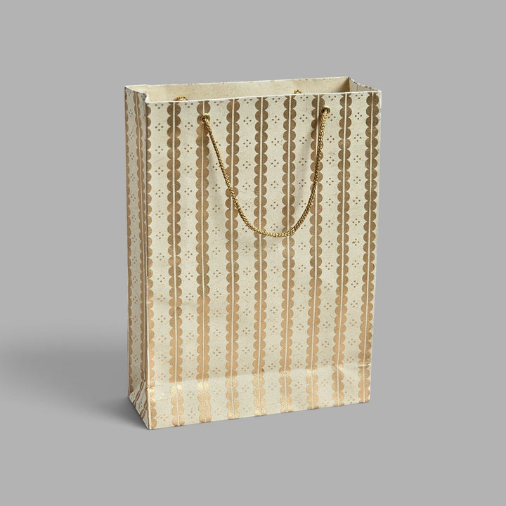 "Lace" Handmade Golden Screen Printed Small Paper Bag For Festive Gifting