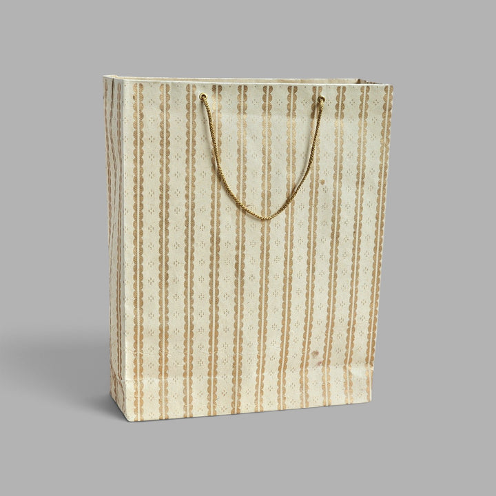 "Lace" Handmade Golden Screen Printed Medium Paper Bag For Festive Gifting