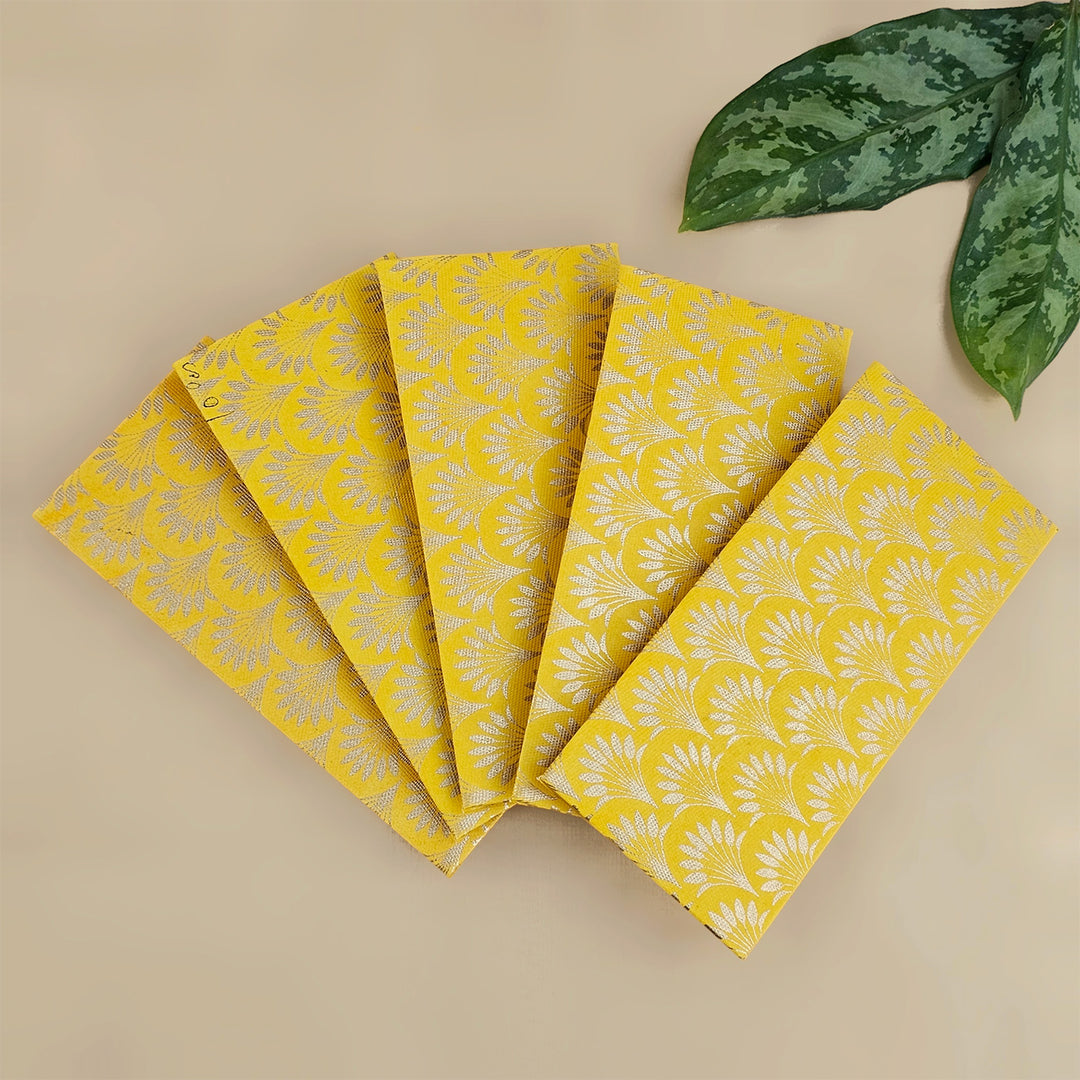 Set Of 5 "Palm Tree" Screen Printed Handmade Paper Gift Envelopes With Flap Closure For Festive Gifting