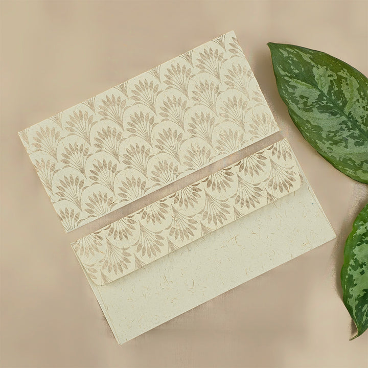 Set Of 5 "Palm Tree" Screen Printed Handmade Paper Gift Envelopes With Flap Closure For Festive Gifting