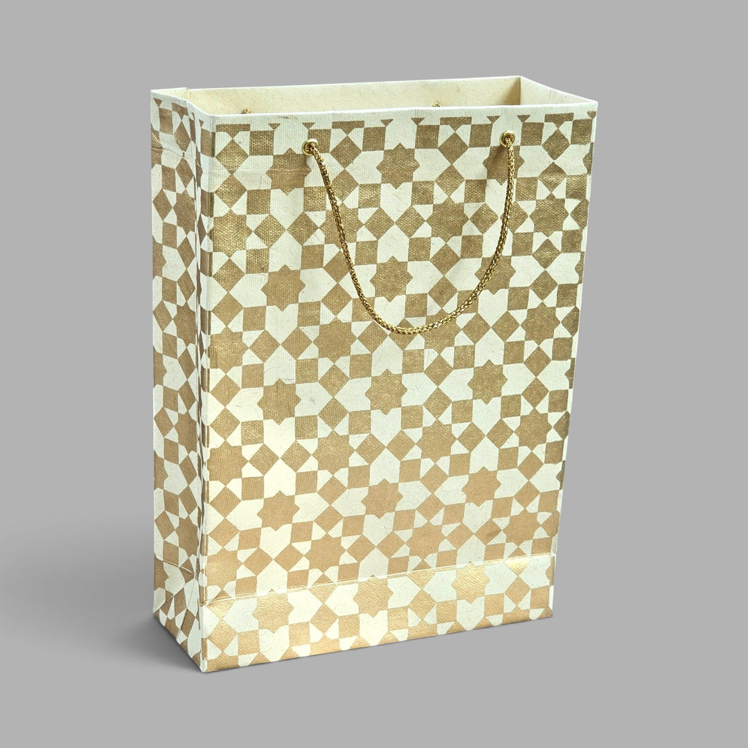 "Sitara" Handmade Golden Screen Printed Small Paper Bag For Festive Gifting