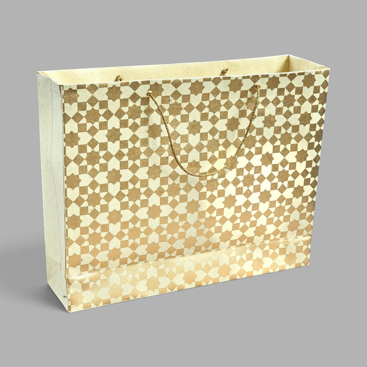 "Sitara" Handmade Golden Screen Printed Large Paper Bag For Festive Gifting