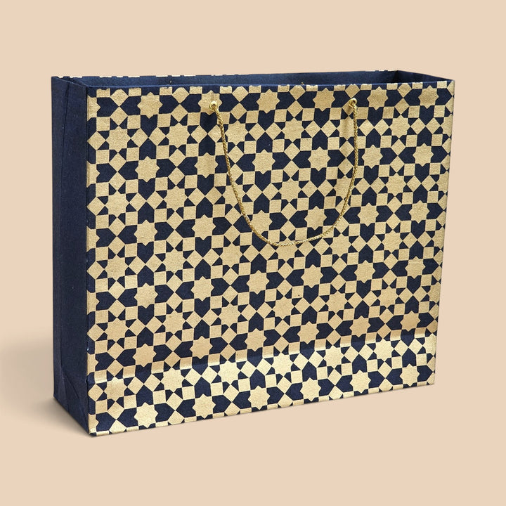 "Sitara" Handmade Golden Screen Printed Large Paper Bag For Festive Gifting