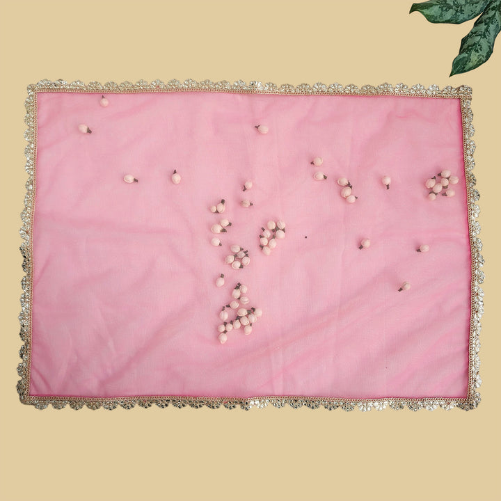 Traditional Shola Work Sheer Thali/Tray Cover For Festive Decor