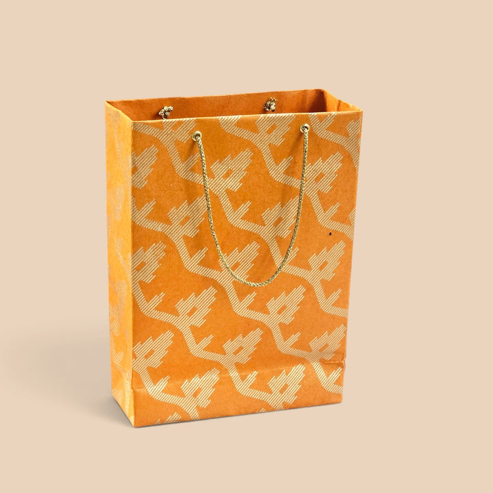 "Leheriya" Handmade Golden Screen Printed Small Paper Bag For Festive Gifting