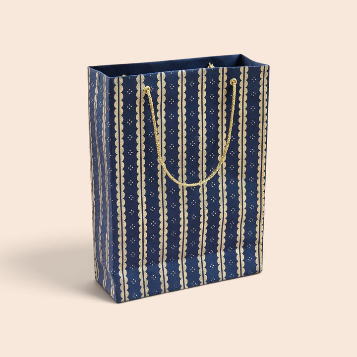 "Lace" Handmade Golden Screen Printed Small Paper Bag For Festive Gifting