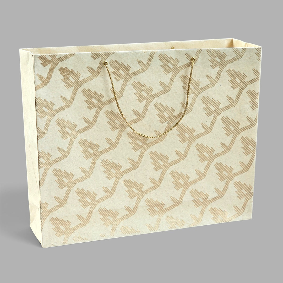 "Leheriya" Handmade Golden Screen Printed Large Paper Bag For Festive Gifting