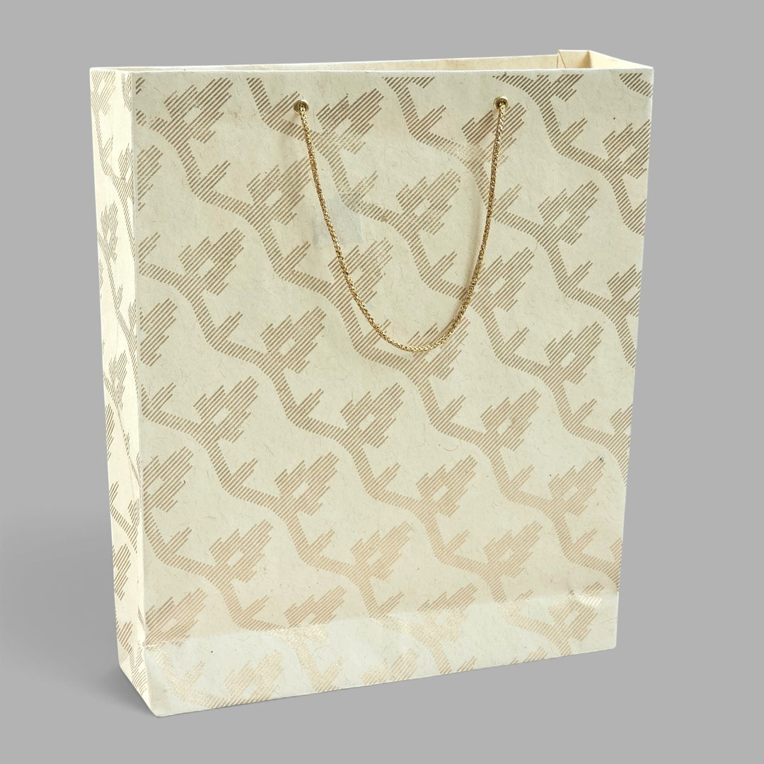 "Leheriya" Handmade Golden Screen Printed Medium Paper Bag For Festive Gifting