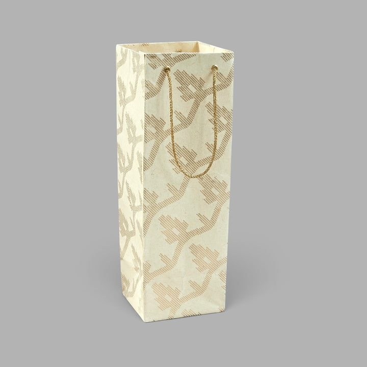 "Leheriya" Handmade Golden Screen Printed Bottle Paper Bag For Festive Gifting