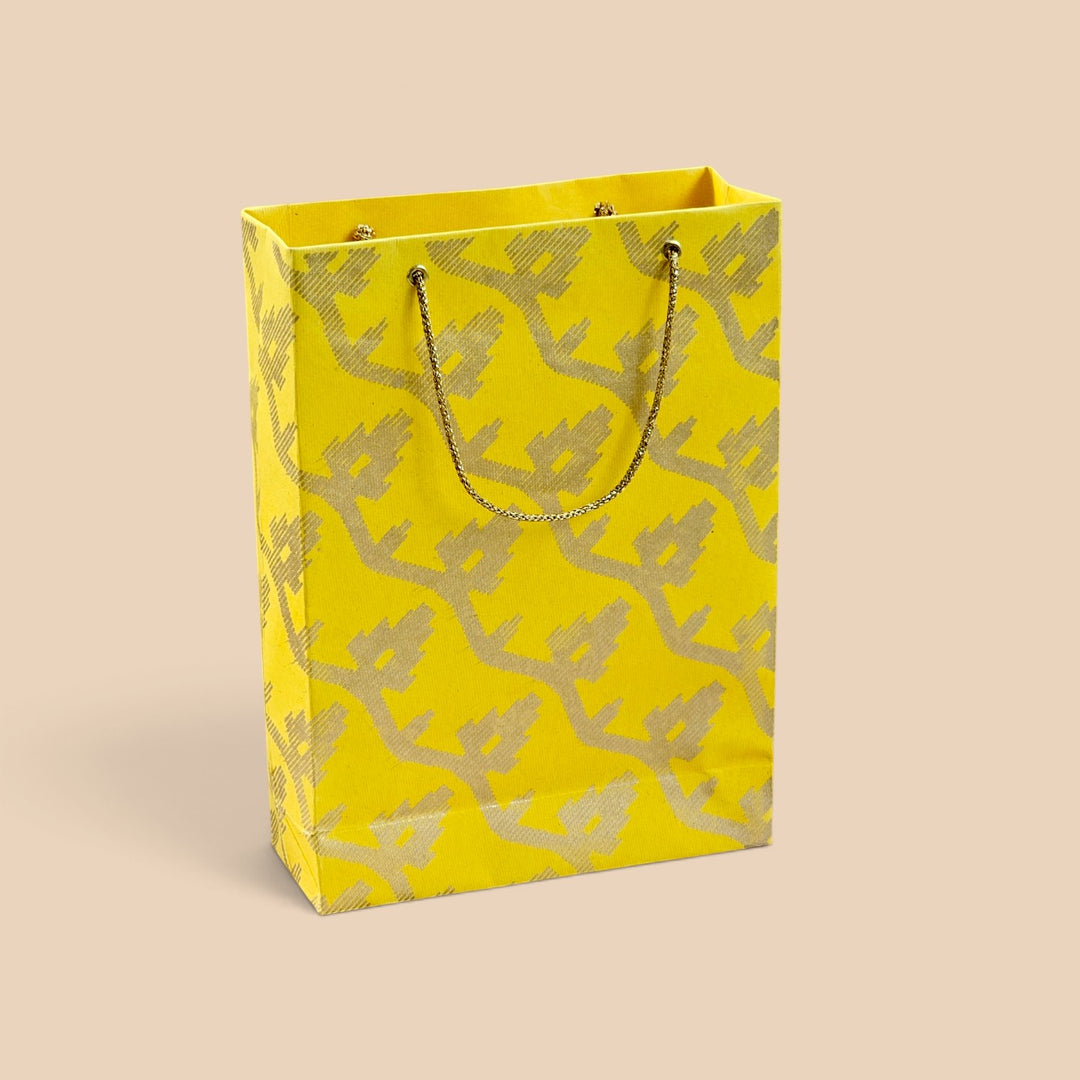 "Leheriya" Handmade Golden Screen Printed Small Paper Bag For Festive Gifting