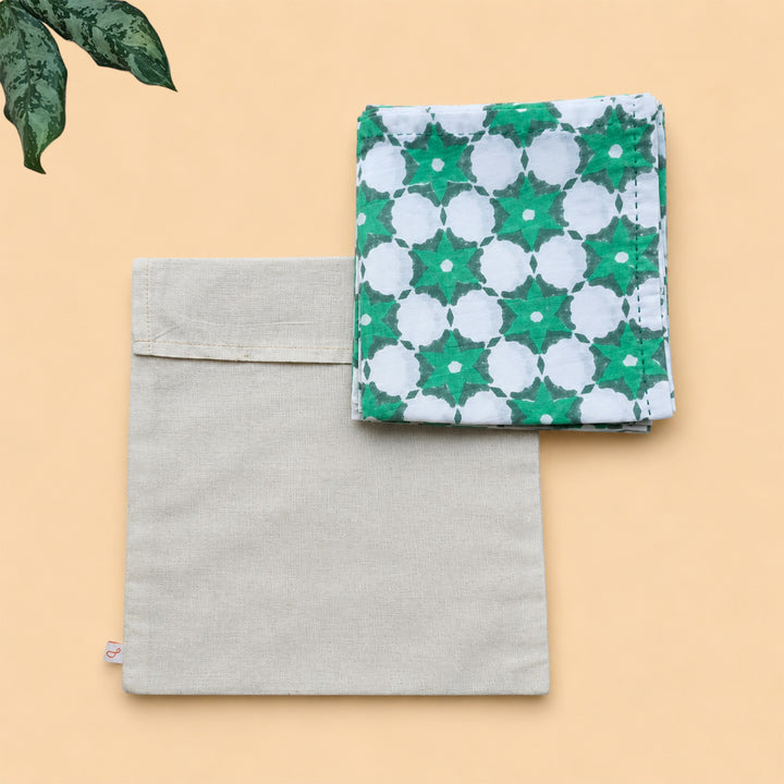 6 Pc | "Forest Flower" Hand Block Printed Cotton Cloth Napkin Set For Festive Dining