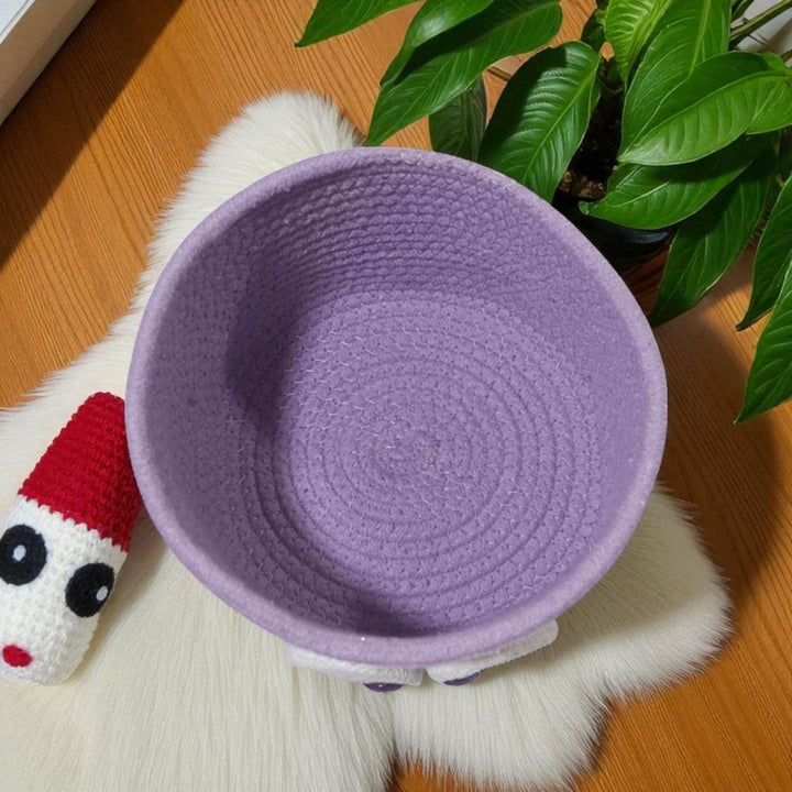 Handmade Coil Basketry Bunny Cotton Rope Basket For Kids