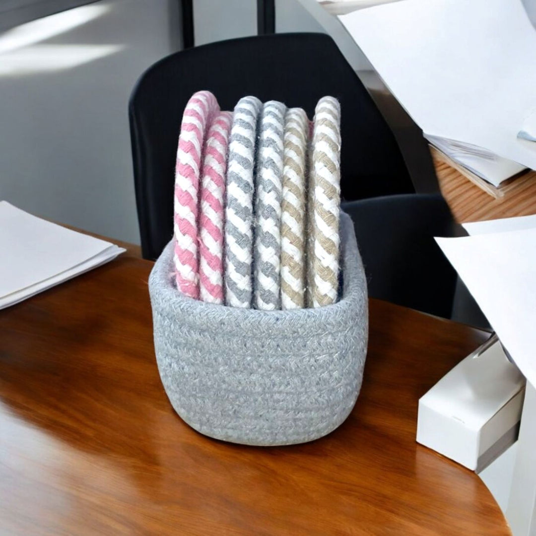 Handmade Coil Basketry Cotton Rope Coasters | Set Of 5