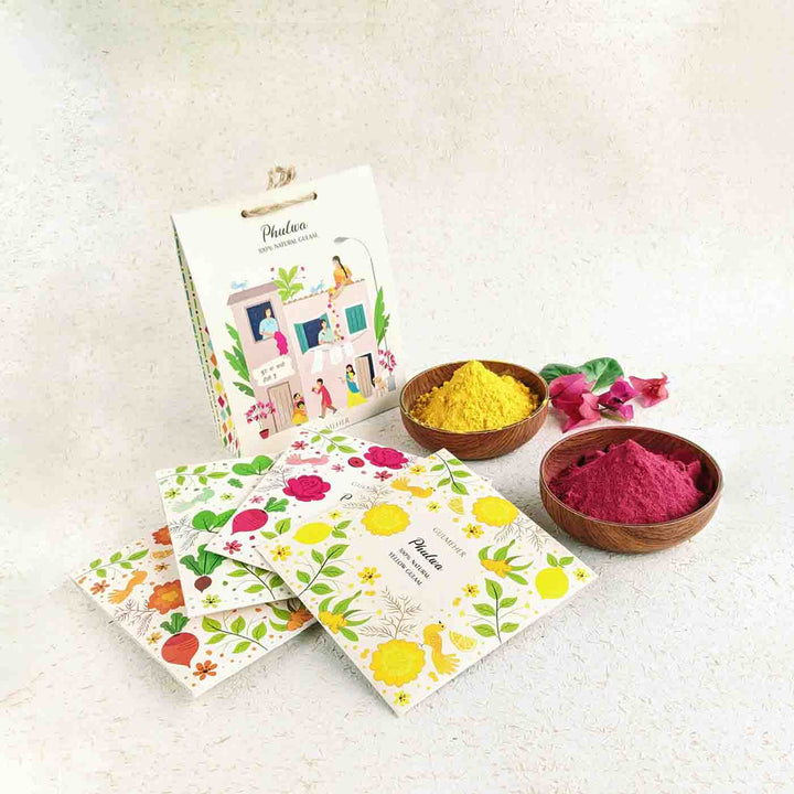 Pack of 4 | Phulwa Natural Gulaal Gift Box for Holi