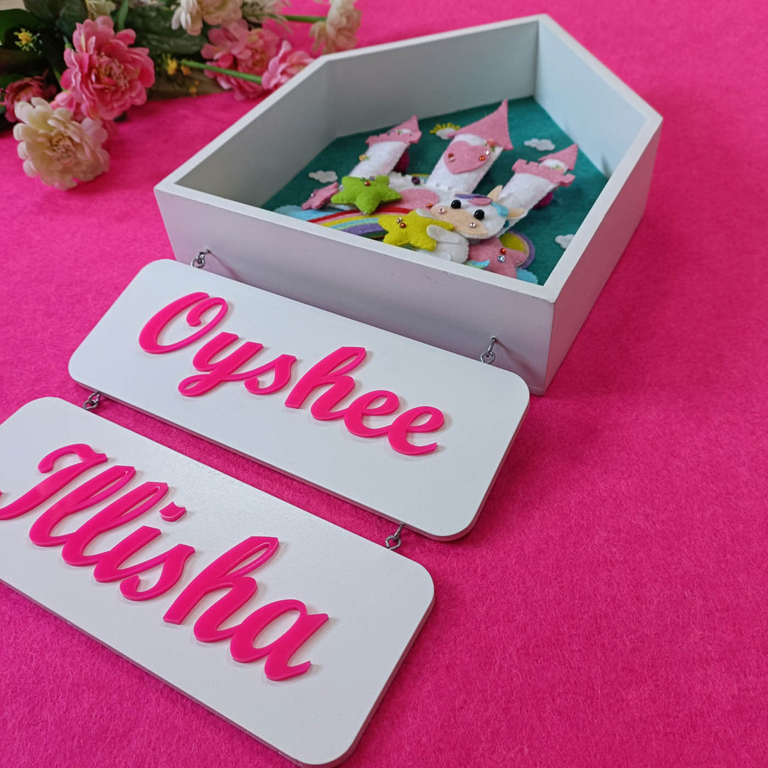 Handcrafted Personalized Unicorn House Shaped Felt Name Plate