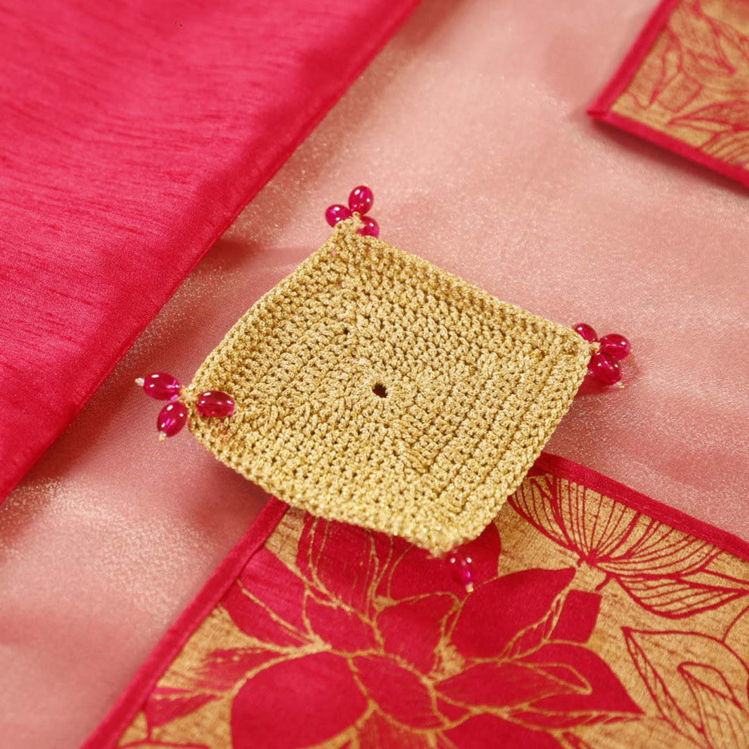 Handmade Crochet Pink Coaster | Set Of 6