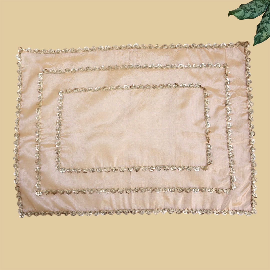 Handmade Tissue Fabric Tray Cover With Scallop Detail For Festive Decor