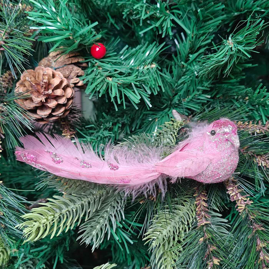 Handmade Pink Glitter Grace Clip-On Bird | Set Of 2