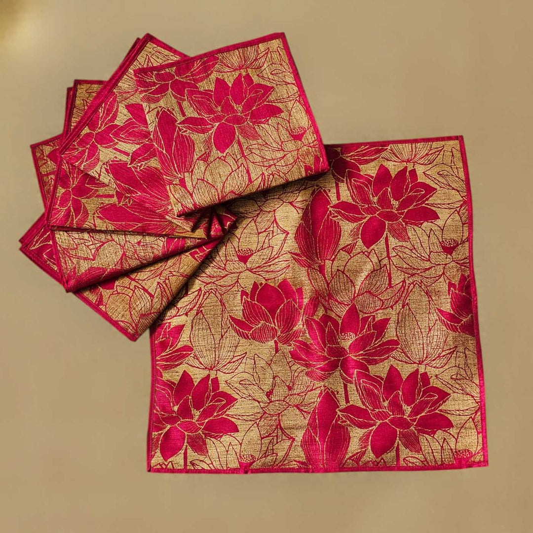 Handmade Lotus Classic Gift Hamper | Includes 1 Table Runner, 6 Table Mats, 4 Diyas, 4 Tealight Holders, 4 Battery Operated Tealights And 1 Gift Box