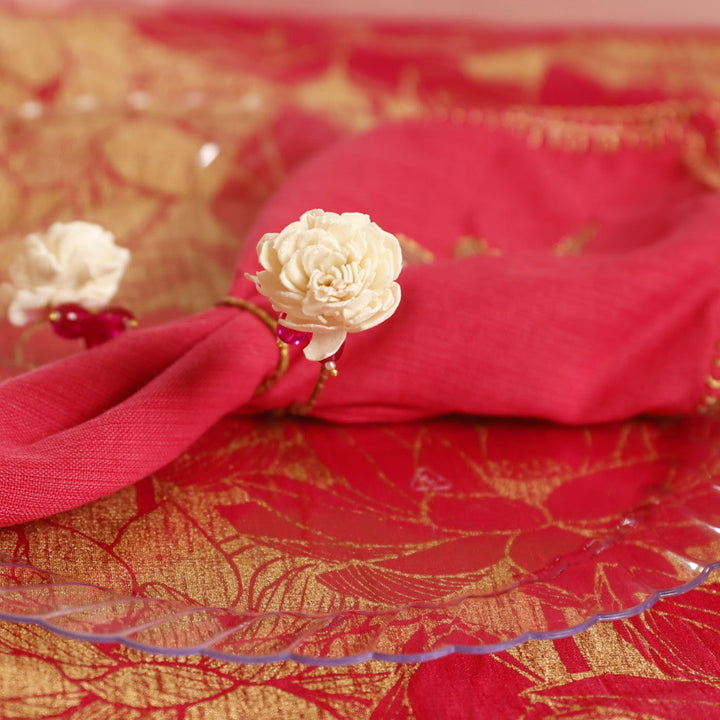 Handmade Flower Design Shola Napkin Rings | Set Of 6