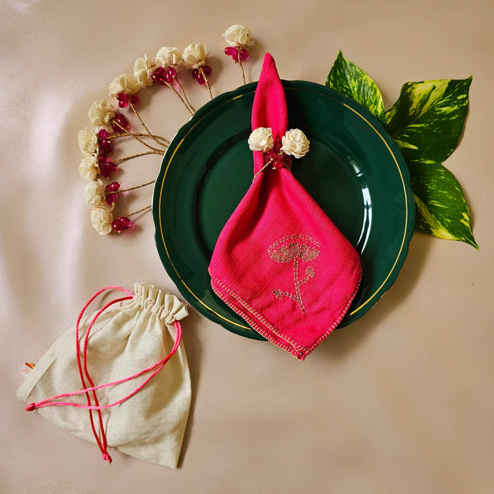 Handmade Flower Design Shola Napkin Rings | Set Of 6