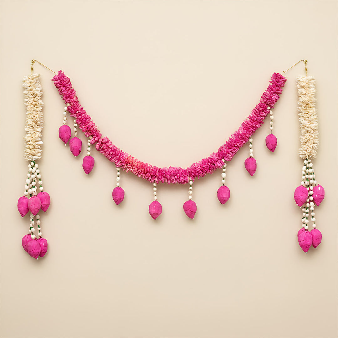 Handmade Pink Royale Shola Flower Toran