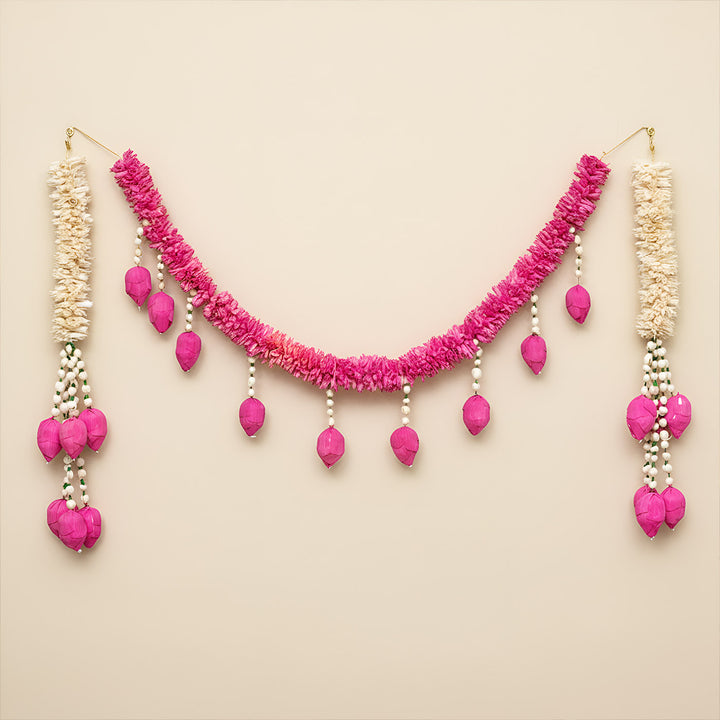Handmade Pink Royale Shola Flower Toran