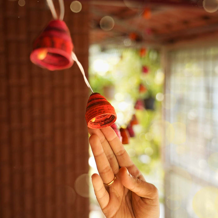 Upcycled Newspaper Indian Fairy Lights - Multicolour
