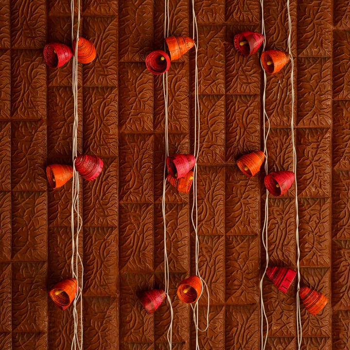 Upcycled Newspaper Indian Fairy Lights - Pink & Orange