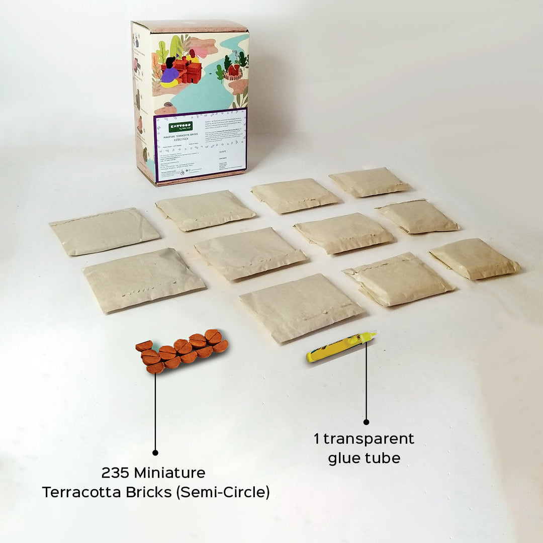 Terracotta Bricks DIY Construction Kit | 235 Semi-circle Bricks