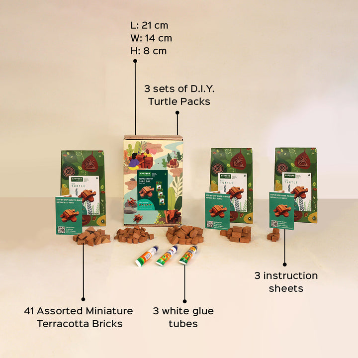 Terracotta Bricks DIY Construction Set | 3 Turtles