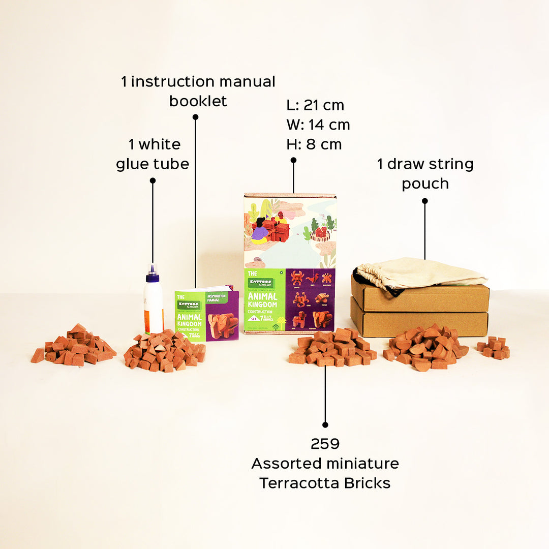 Terracotta Bricks DIY Construction Set | 7 Animals